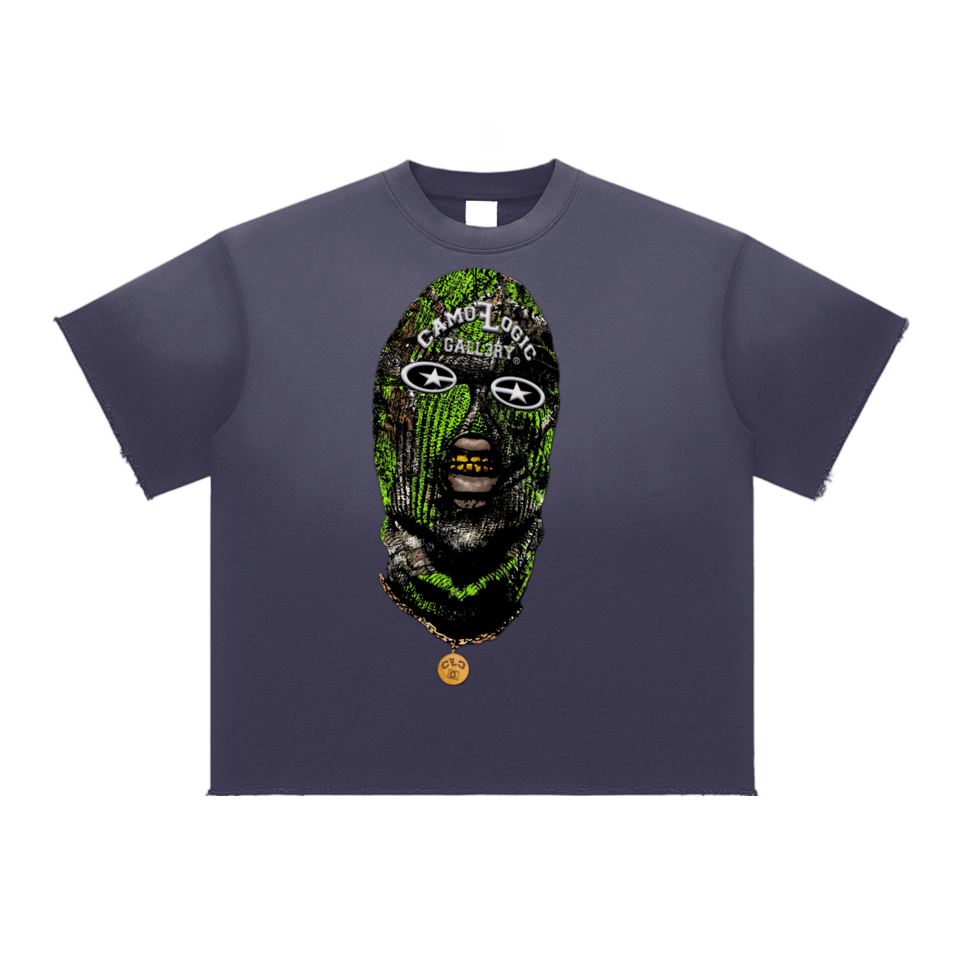 Lime green Camoflogic Star Sun Fade Raw Edge T-Shirt