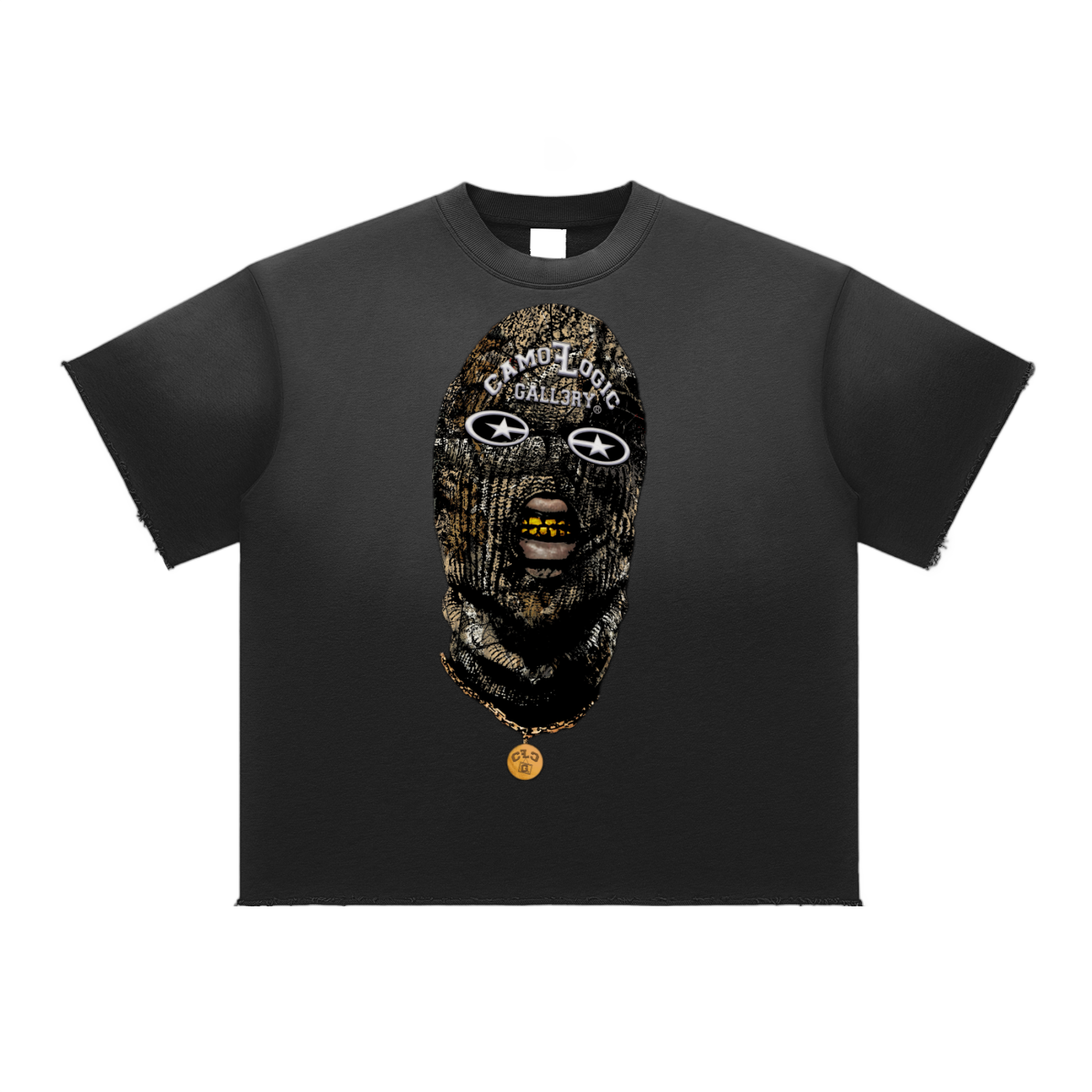Tan Camoflogic Star Sun Fade Raw Edge T-Shirt
