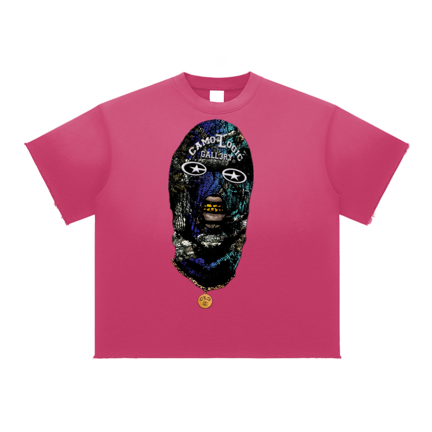 Grape Camoflogic Star Sun Fade Raw Edge T-Shirt