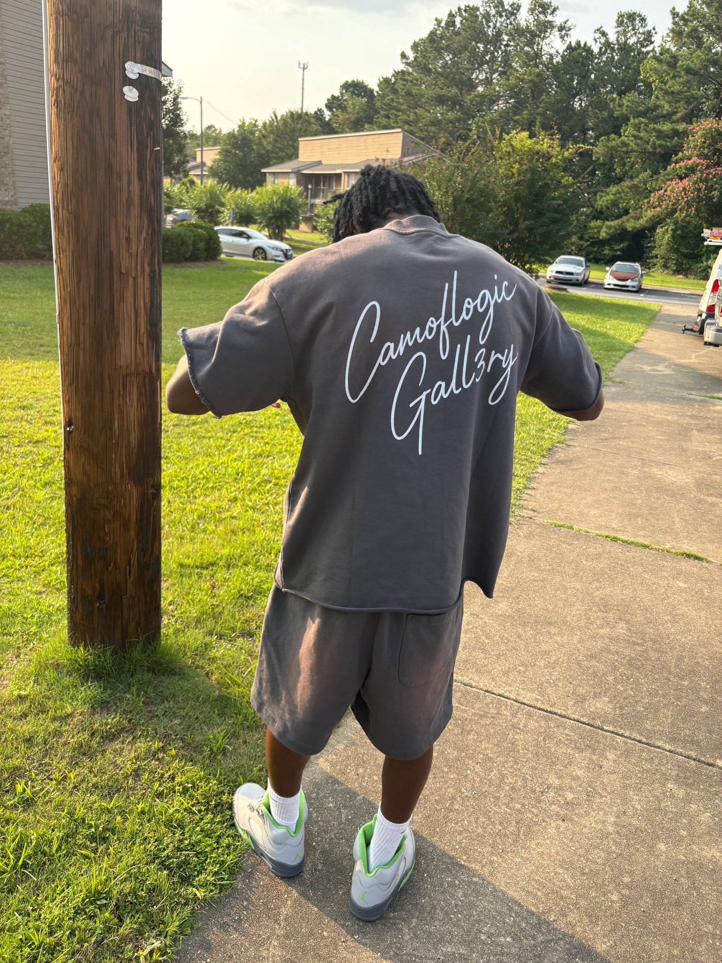 Lime green Camoflogic Star Sun Fade Raw Edge T-Shirt