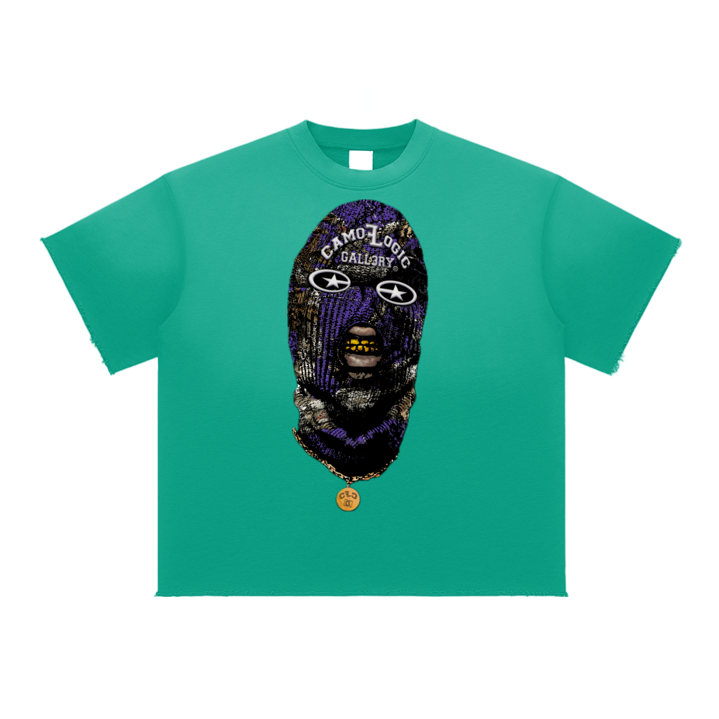 Purple Camoflogic Star Sun Fade Raw Edge T-Shirt