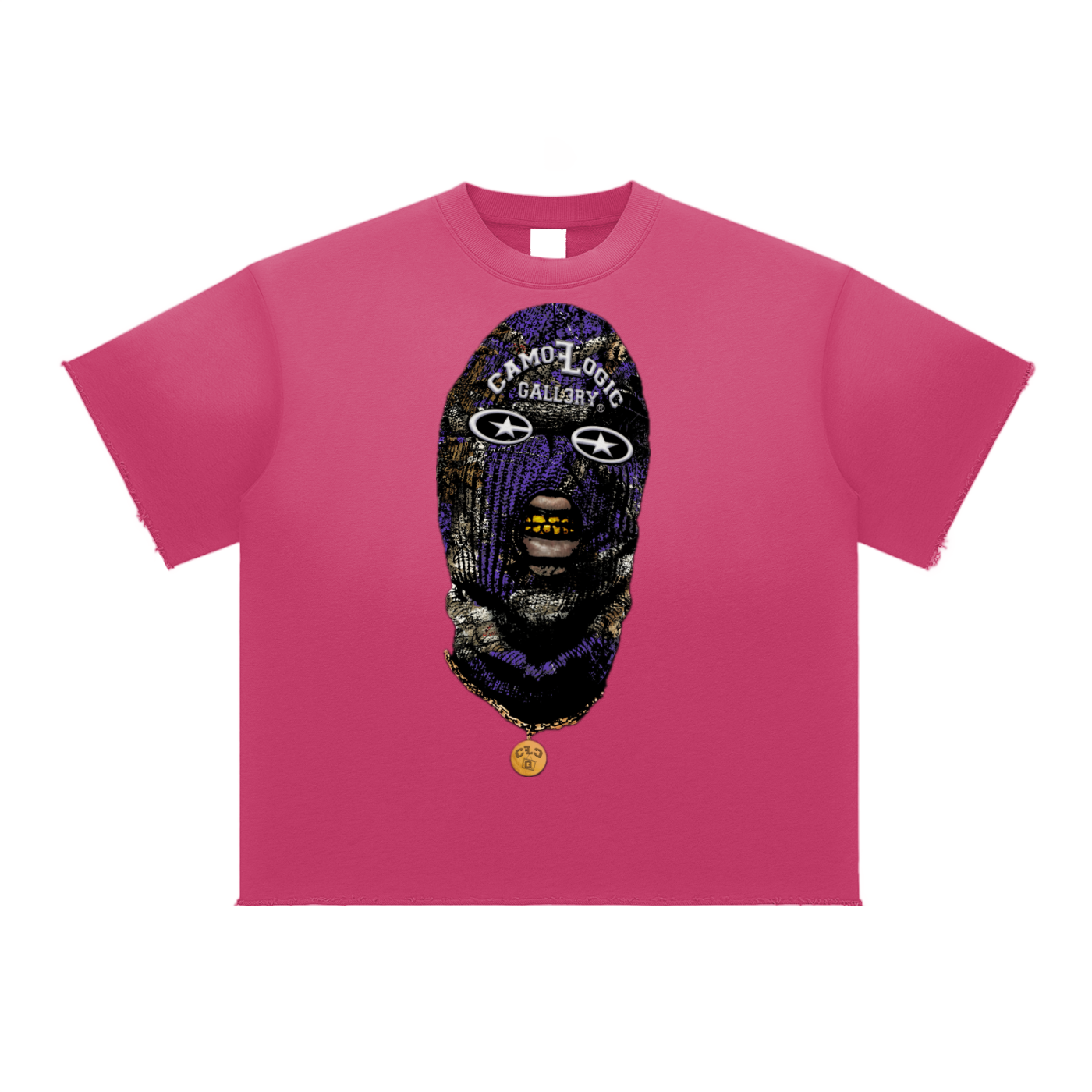 Purple Camoflogic Star Sun Fade Raw Edge T-Shirt