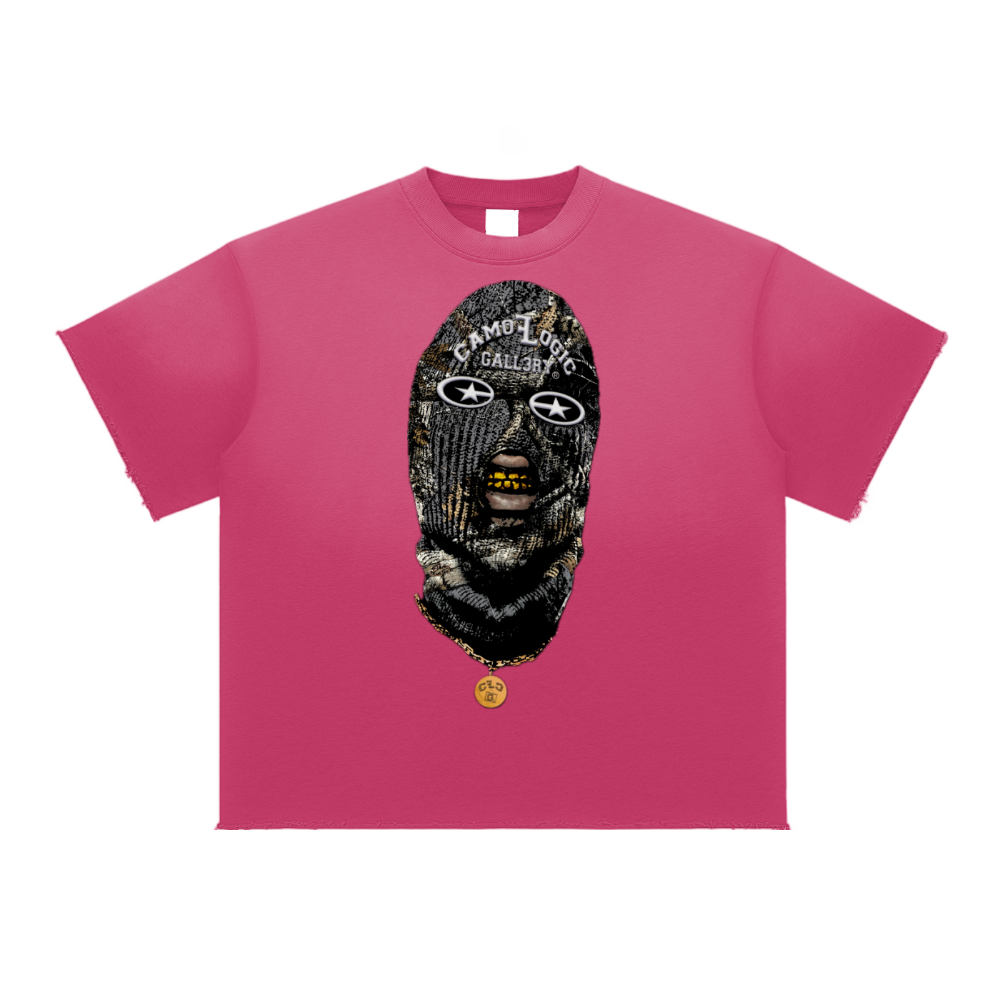 Grey Camoflogic Star Sun Fade Raw Edge T-Shirt