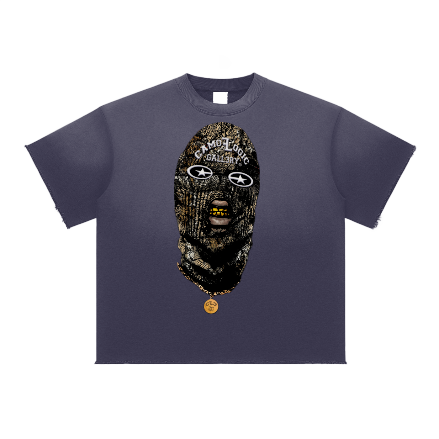 Tan Camoflogic Star Sun Fade Raw Edge T-Shirt