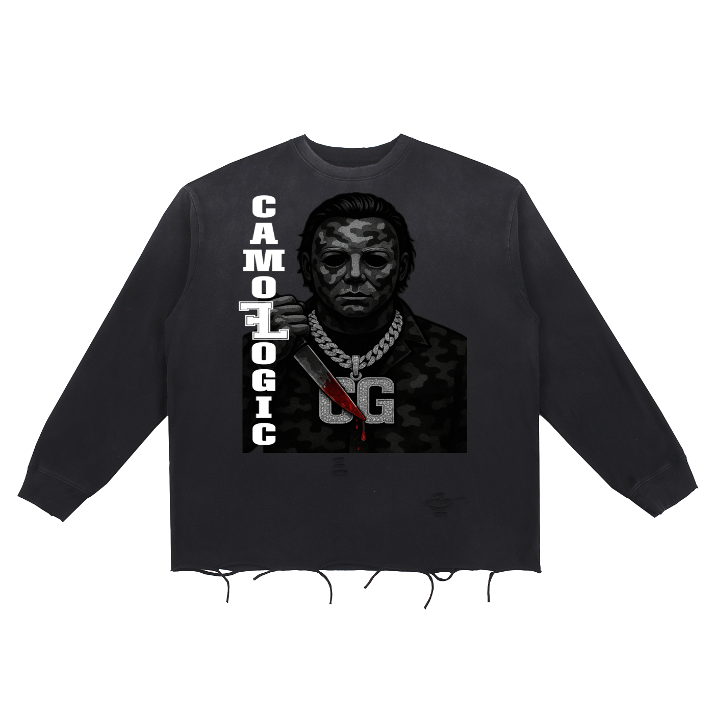 Camoflogic MM fear the drip Snow Wash Raw Edge Cotton T-Shirt
