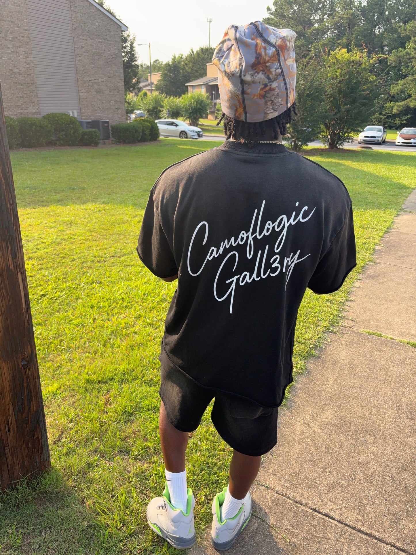 Lime green Camoflogic Star Sun Fade Raw Edge T-Shirt