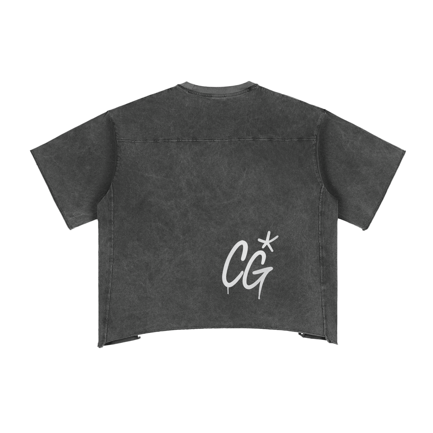 Grey Camoflogic Star Raw Edge Snow Washed Boxy T-Shirt