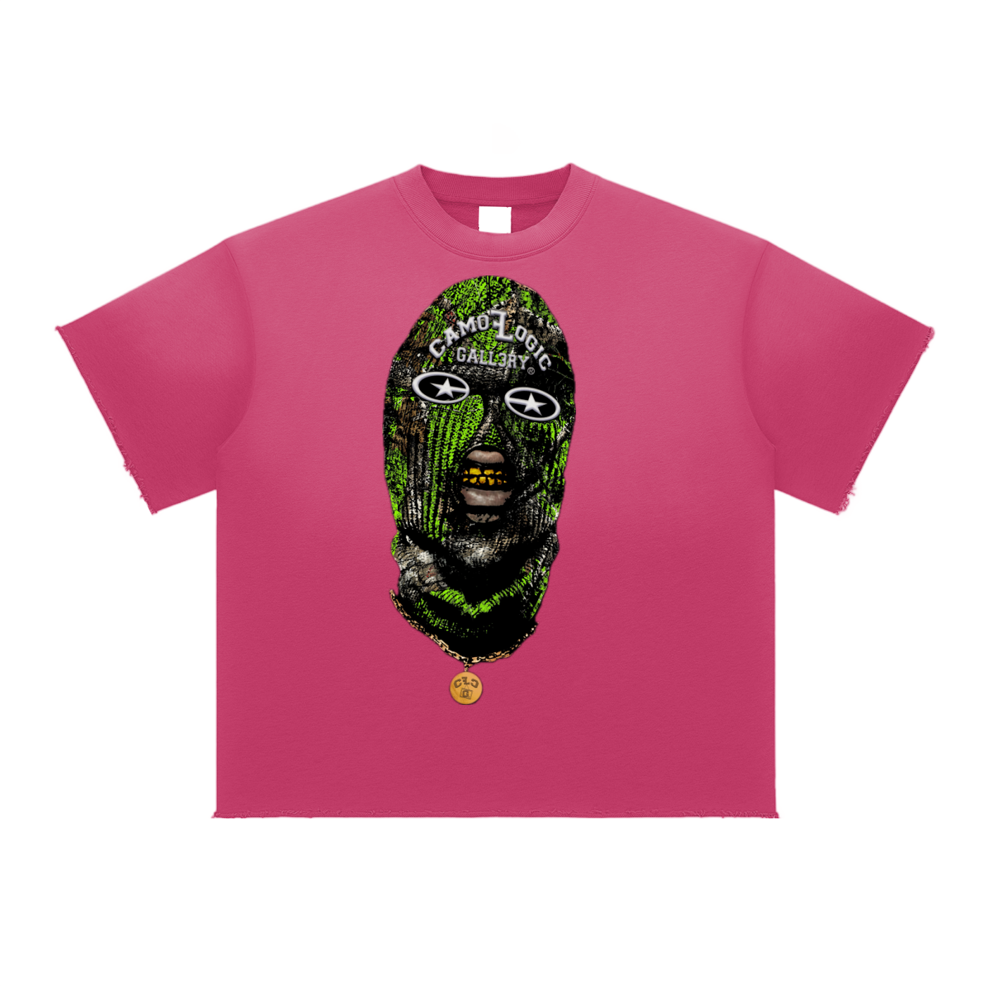 Lime green Camoflogic Star Sun Fade Raw Edge T-Shirt