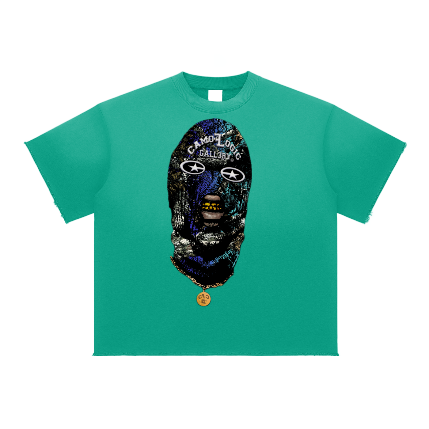 Grape Camoflogic Star Sun Fade Raw Edge T-Shirt