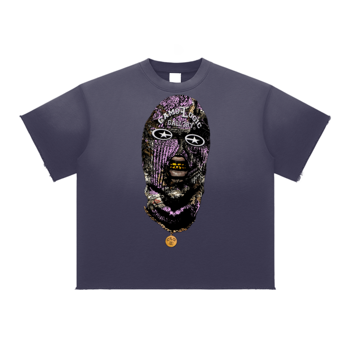 Pink Camoflogic Star Sun Fade Raw Edge T-Shirt