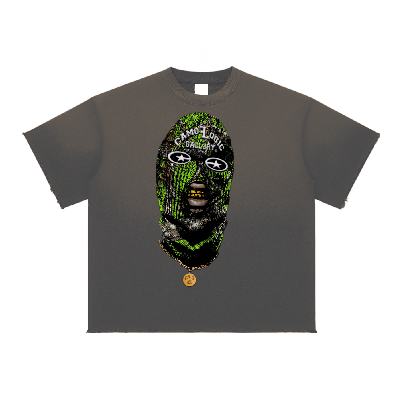 Lime green Camoflogic Star Sun Fade Raw Edge T-Shirt