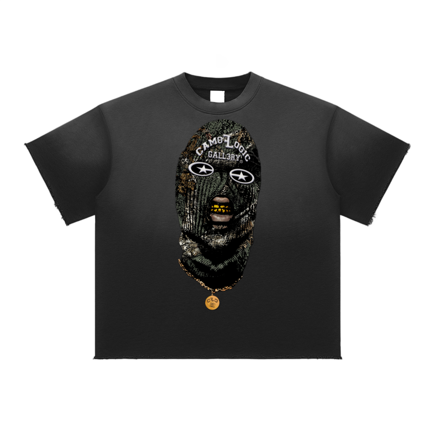 Olive Camoflogic Star Sun Fade Raw Edge T-Shirt