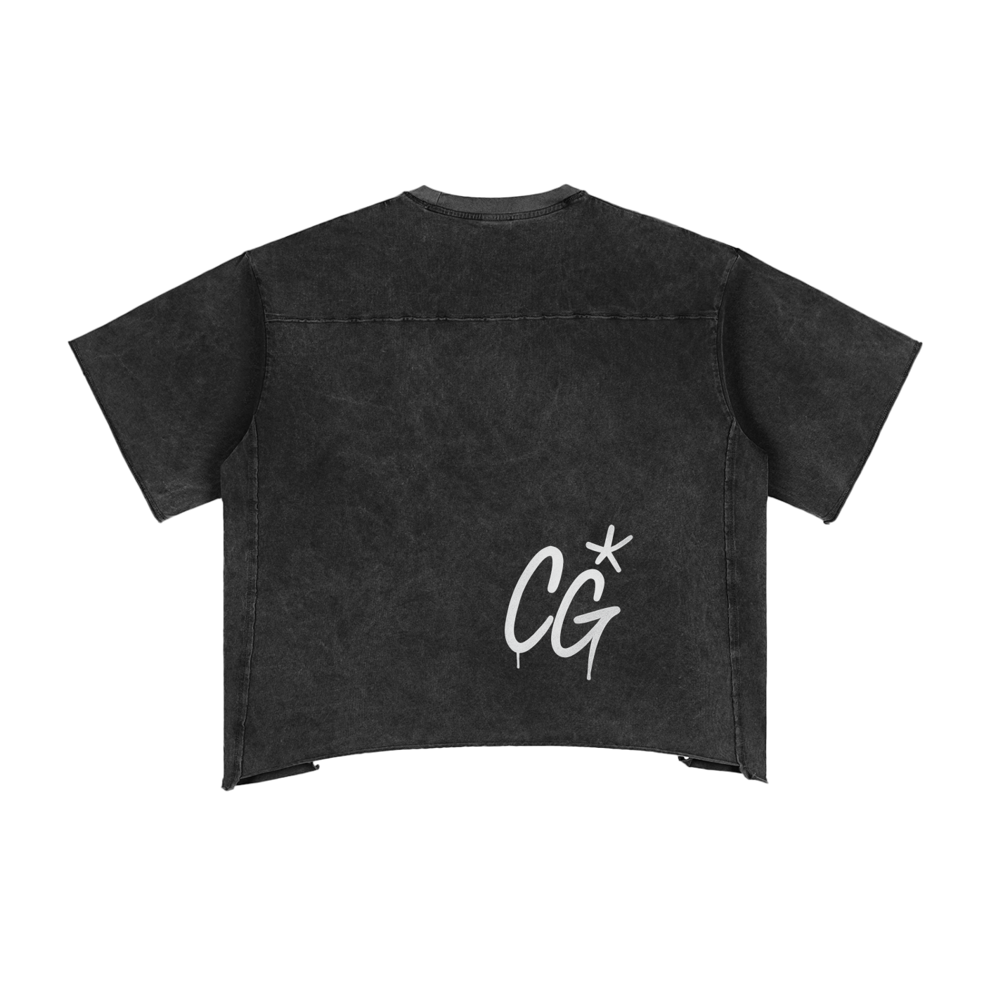Grey Camoflogic Star Raw Edge Snow Washed Boxy T-Shirt
