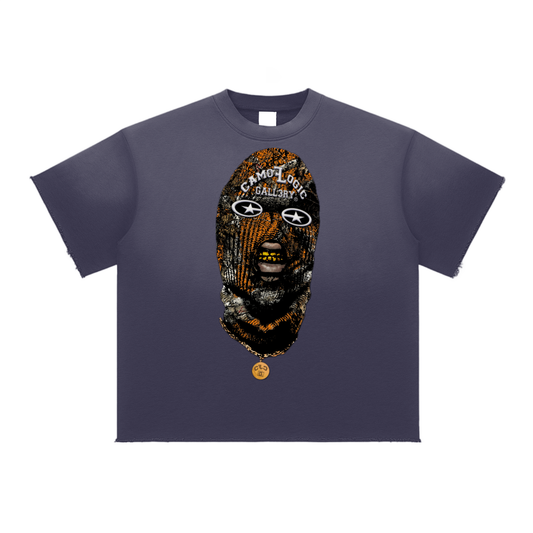 Orange Camoflogic Star Sun Fade Raw Edge T-Shirt