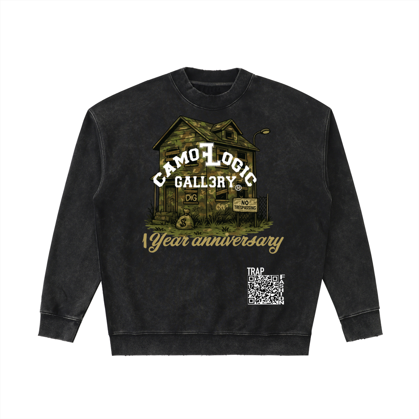 1year anniversary Camoflogic Gall3ryDrop Shoulder Crewneck Sweatshirt