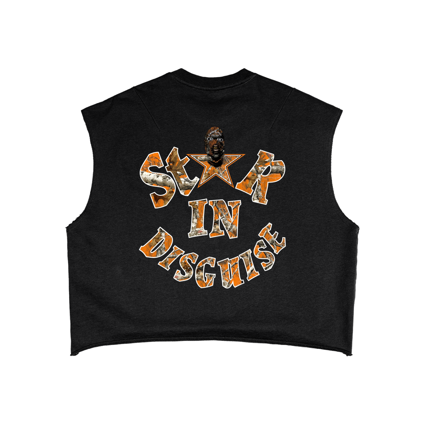 Orange Camoflogic Star French Terry Boxy Tank Top