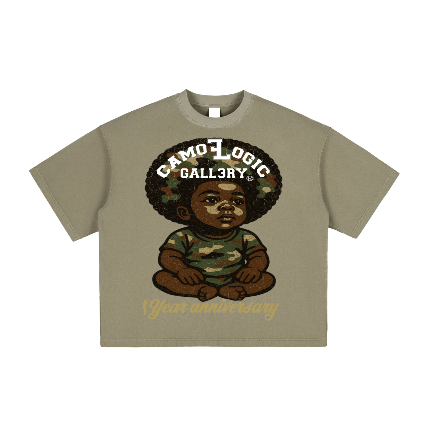 1 year anniversary CAMOFLOGIC baby Vintage Washed Boxy T-Shirt