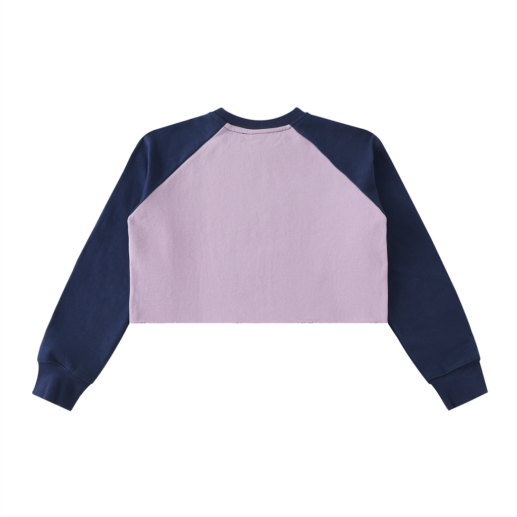 Female Camoflogic Gall3ry Raw-Hem Color-Block Raglan Crop Sweatshirt
