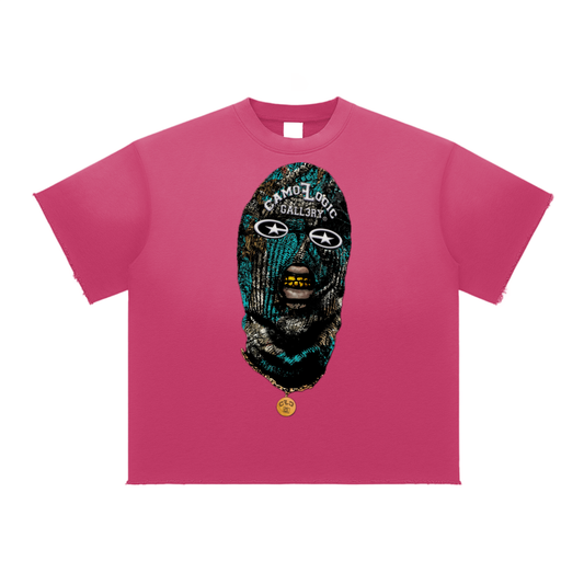 Turquoise Camoflogic Star Sun Fade Raw Edge T-Shirt