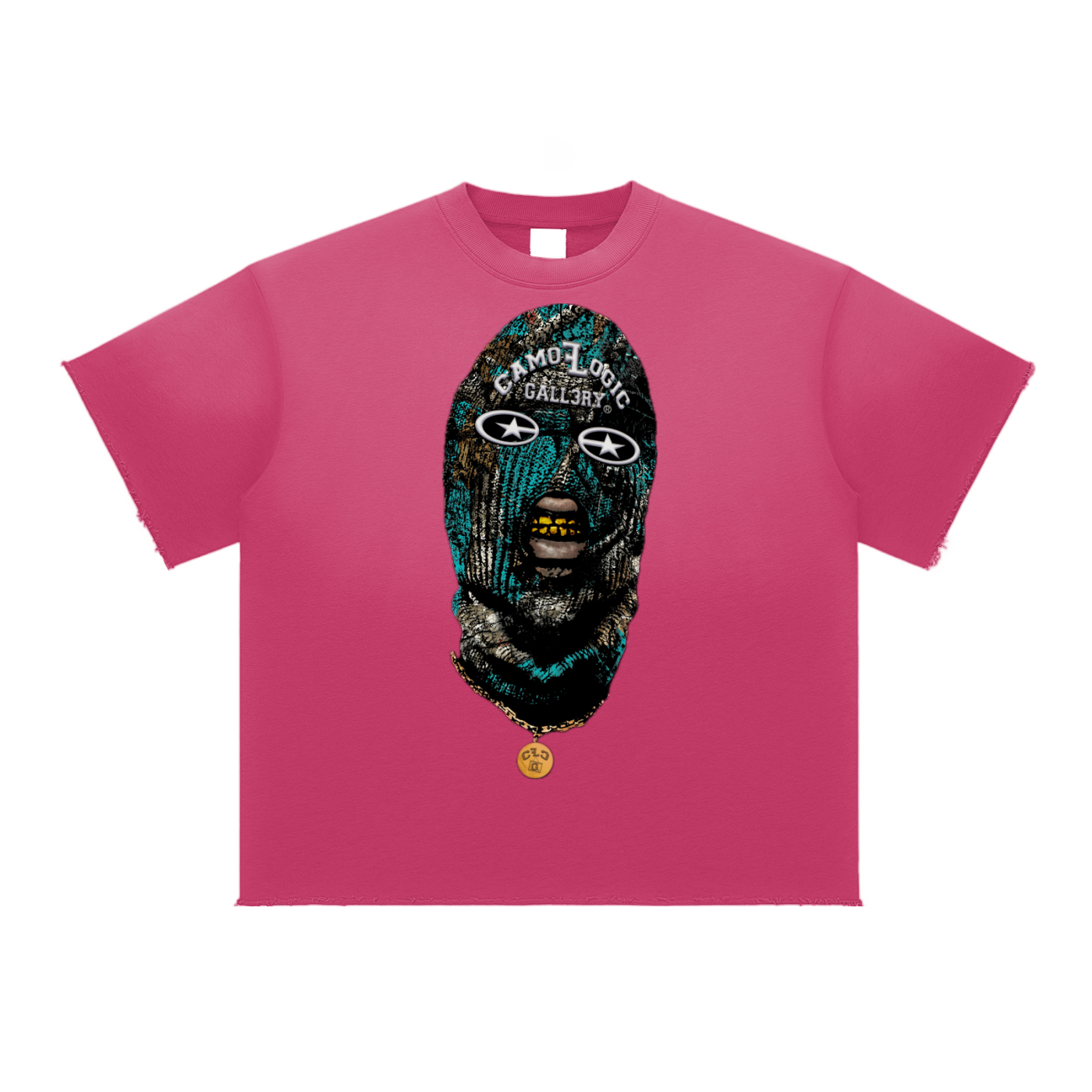 Turquoise Camoflogic Star Sun Fade Raw Edge T-Shirt