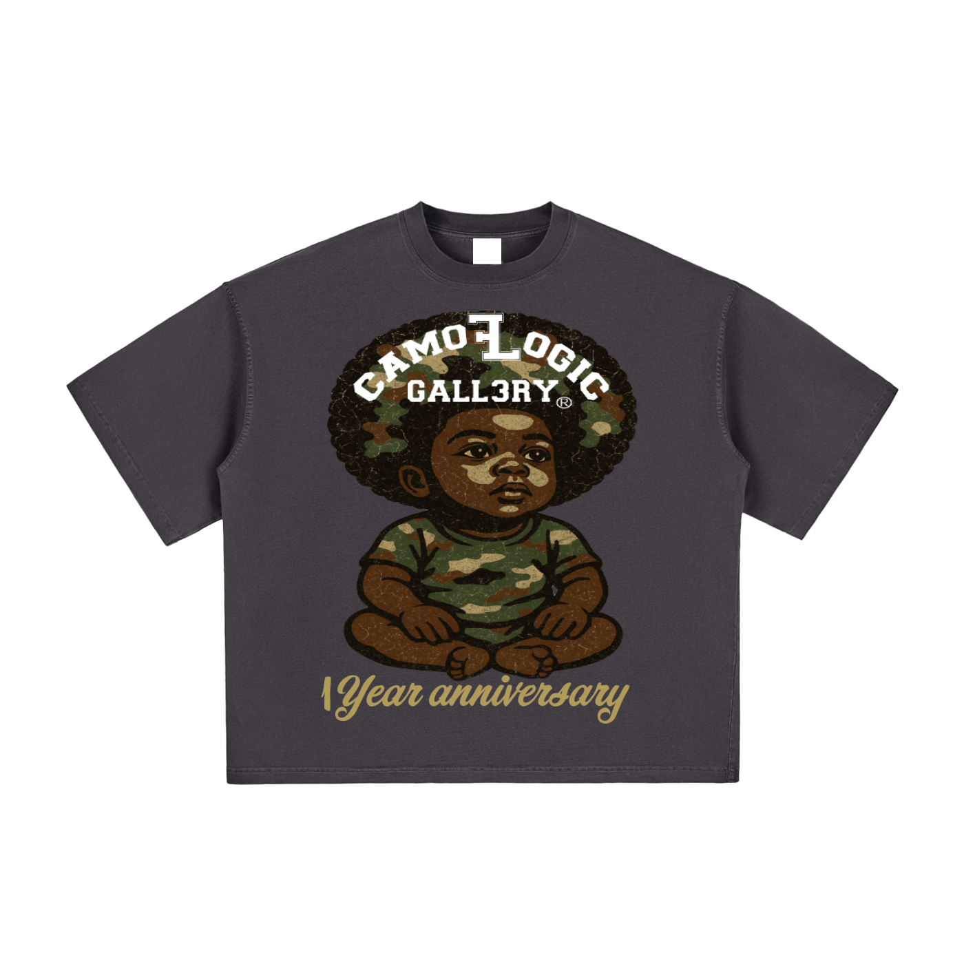 1 year anniversary CAMOFLOGIC baby Vintage Washed Boxy T-Shirt