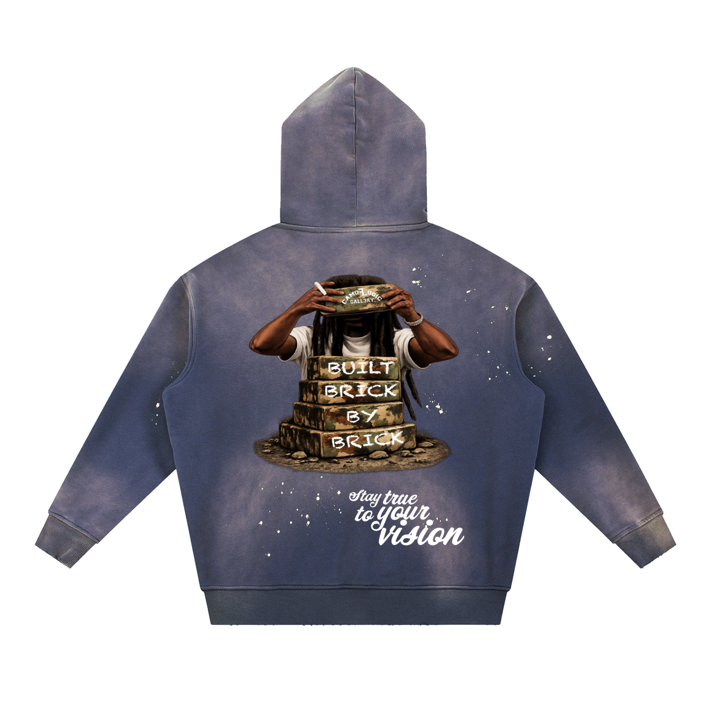 Camoflogic Brick by Brick Vintage Washed Frayed Fleece Hoodie