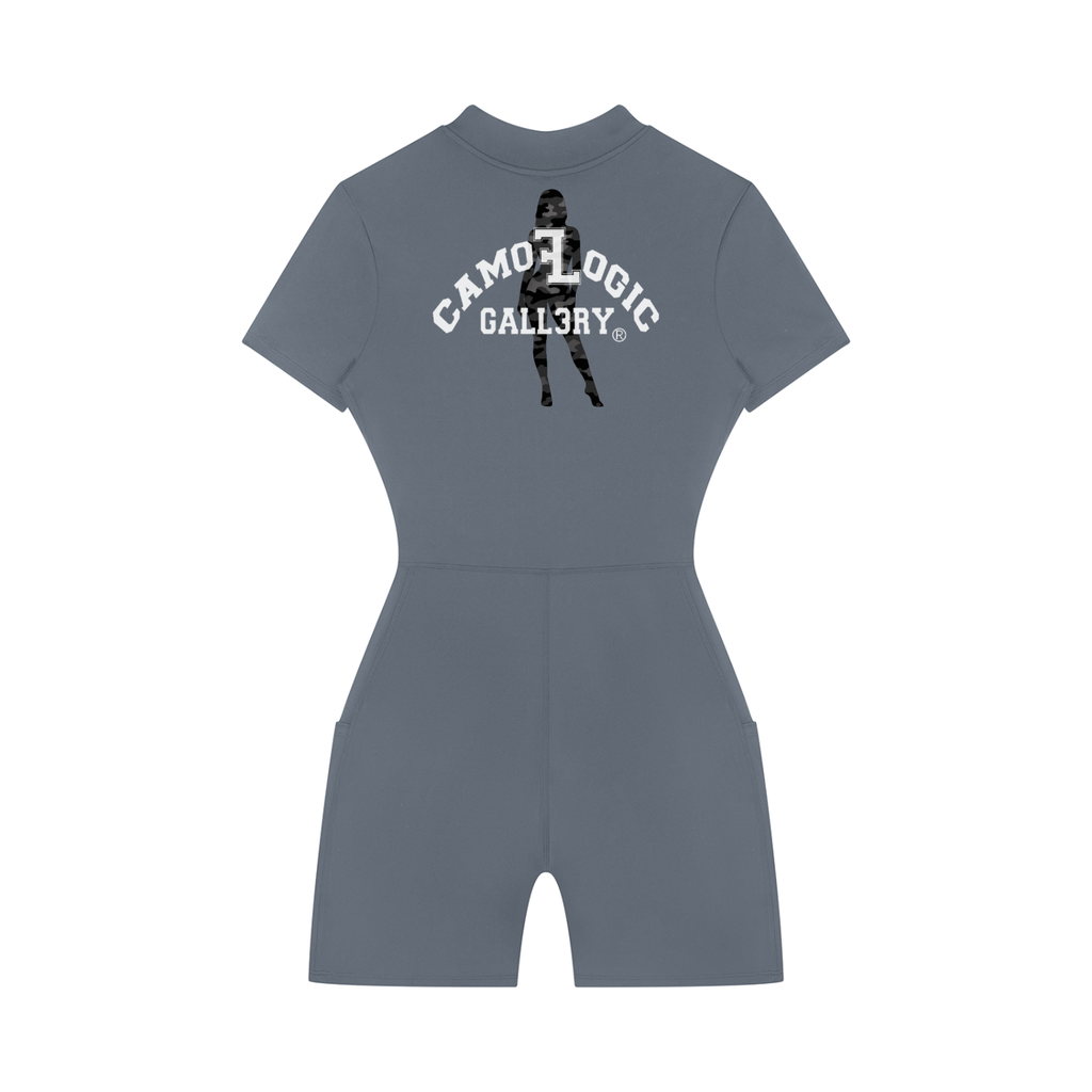 Women's Quarter-Zip Short Sleeve Romper