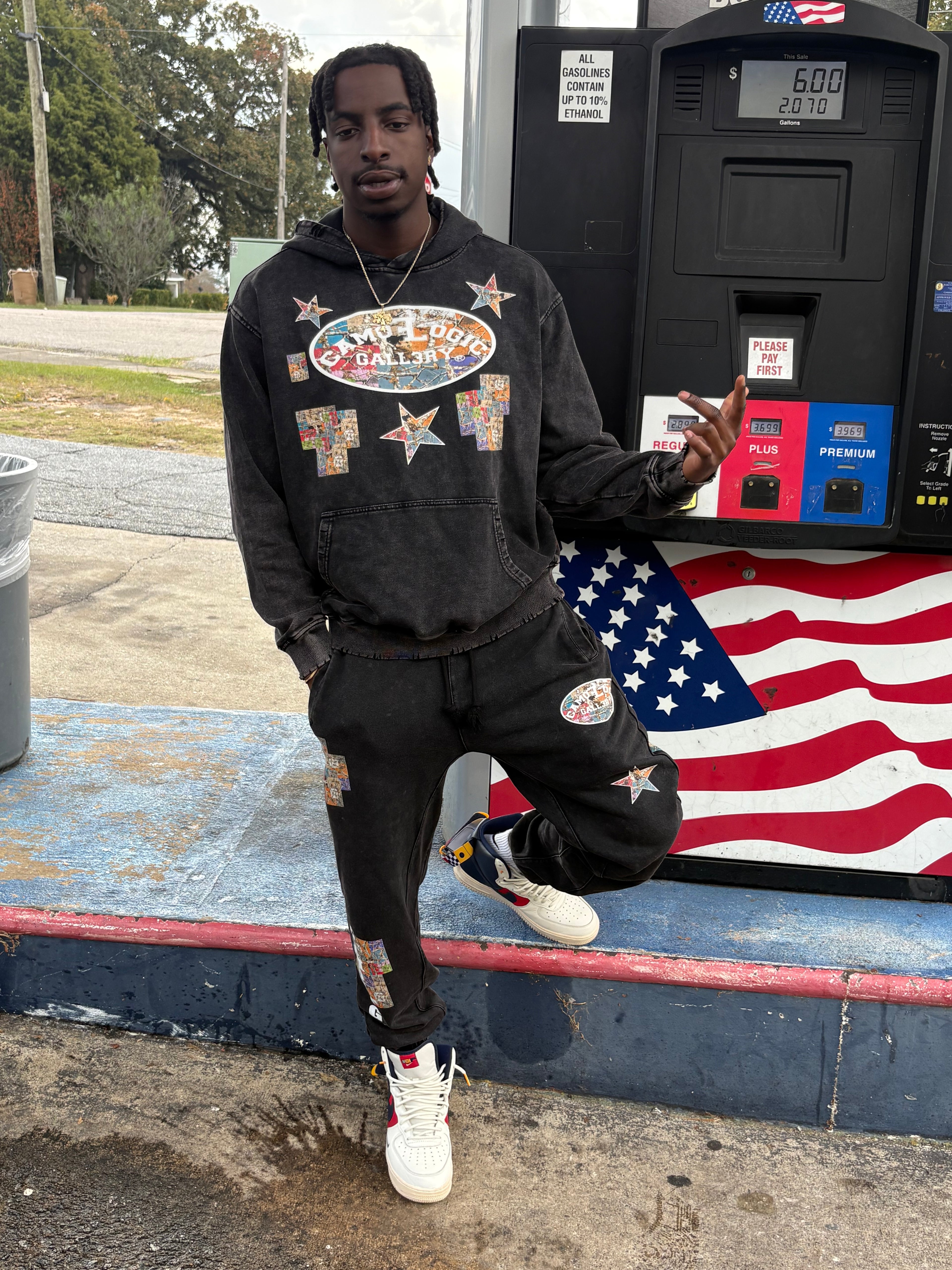 Multi Camoflogic Snow Wash Hand-Frayed Heavyweight  Hoodie