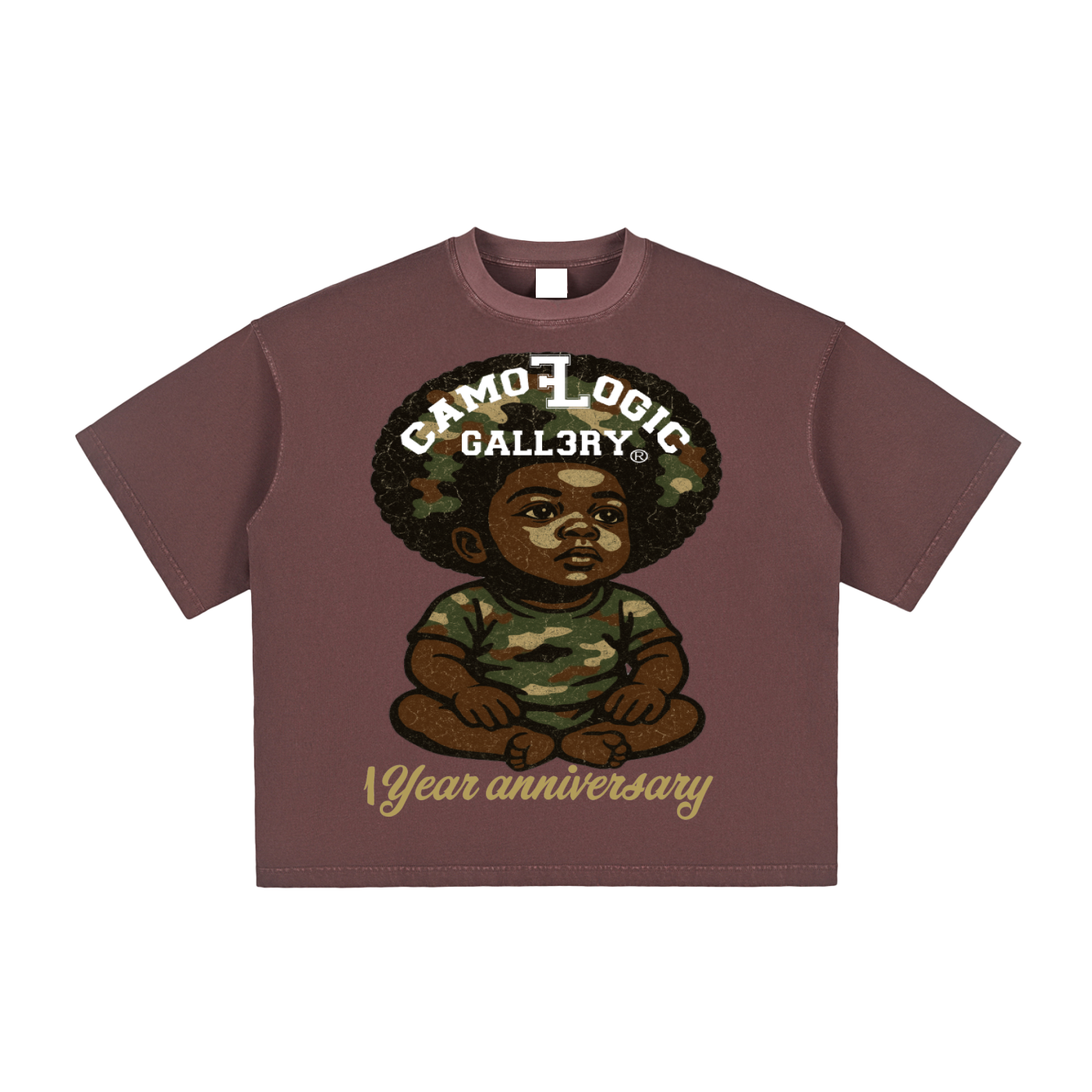 1 year anniversary CAMOFLOGIC baby Vintage Washed Boxy T-Shirt