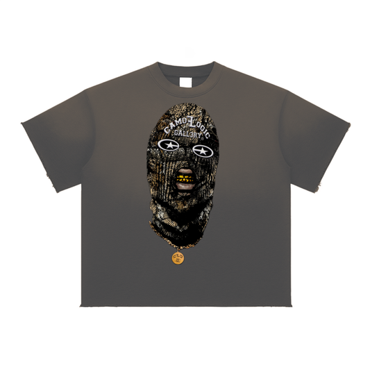 Tan Camoflogic Star Sun Fade Raw Edge T-Shirt