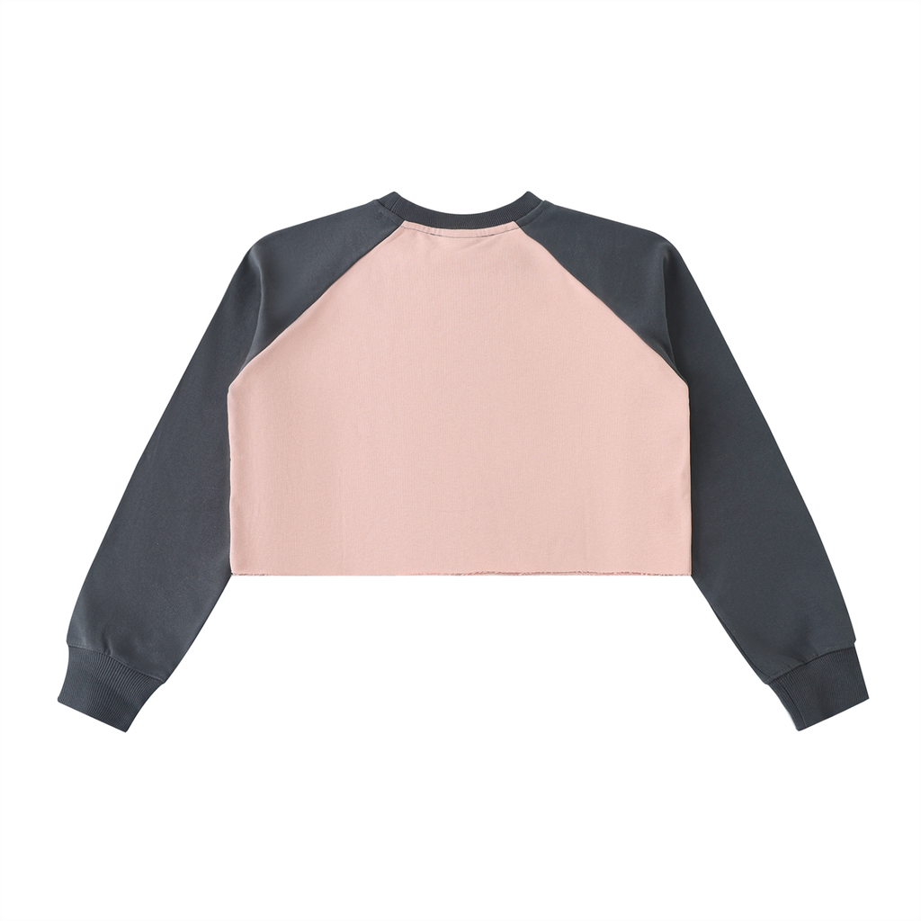 Female Camoflogic Gall3ry Raw-Hem Color-Block Raglan Crop Sweatshirt