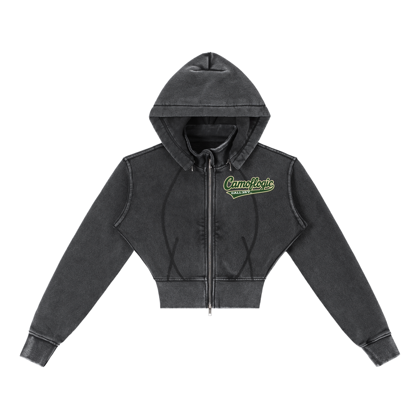 Camoflogic Brick by brick female Vintage Washed Cropped Fleece Hoodie