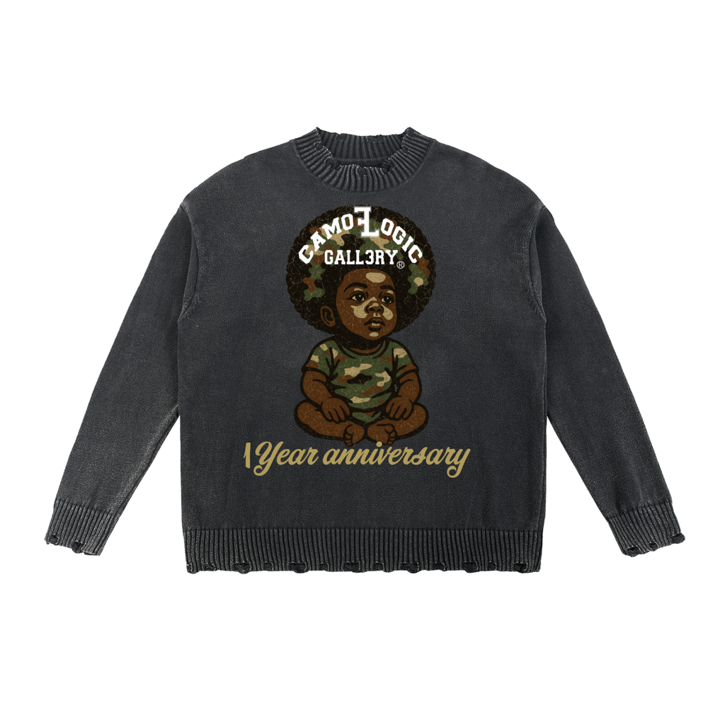 1 year anniversary Camoflogic baby Vintage Washed Hand-Frayed Sweater