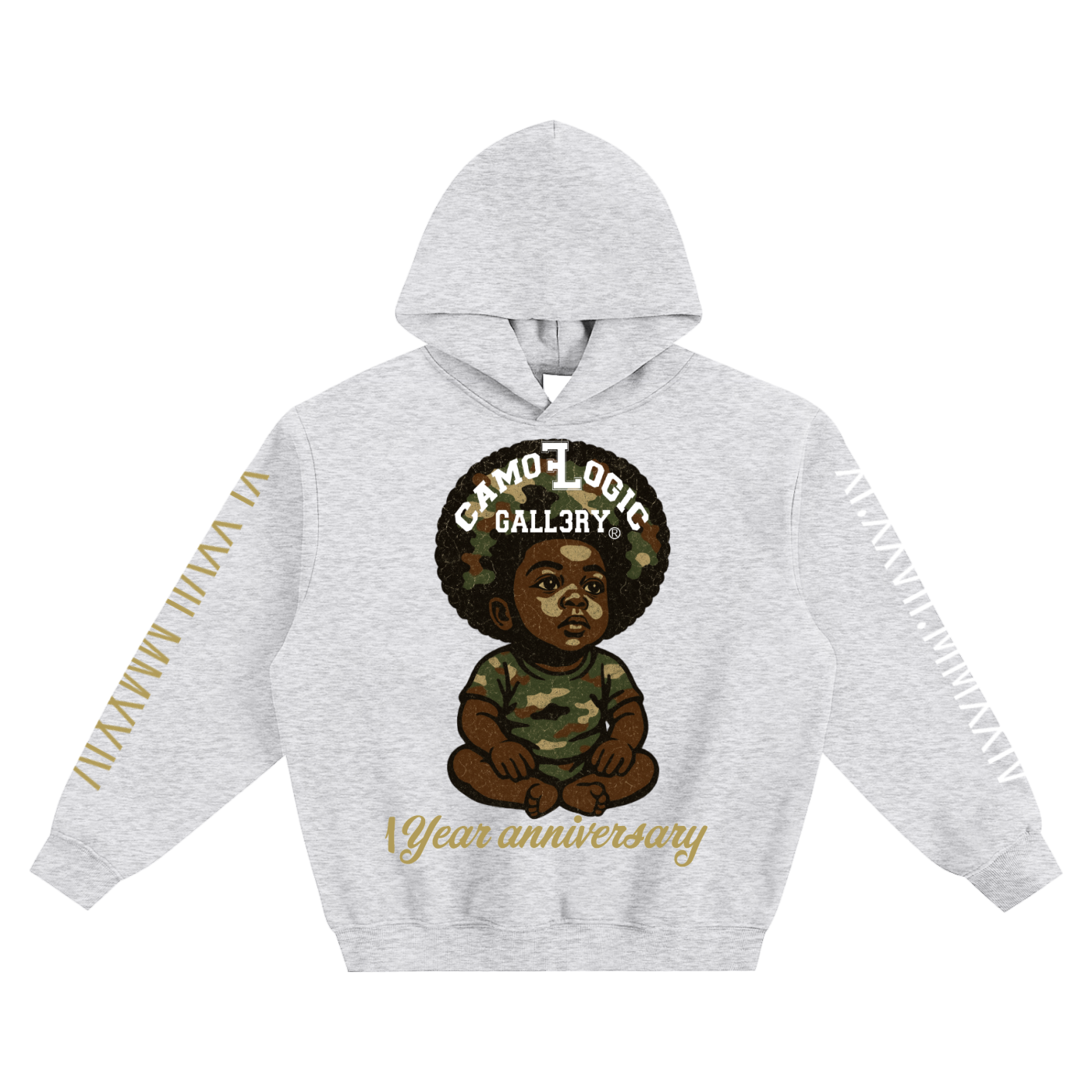 1 year anniversary CAMOFLOGIC baby Fleeced Boxy Hoodie