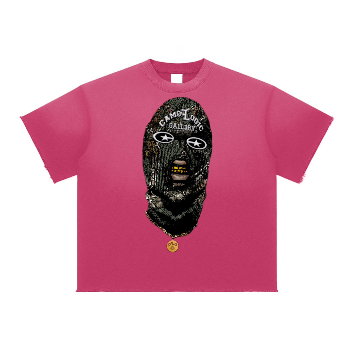 Olive Camoflogic Star Sun Fade Raw Edge T-Shirt