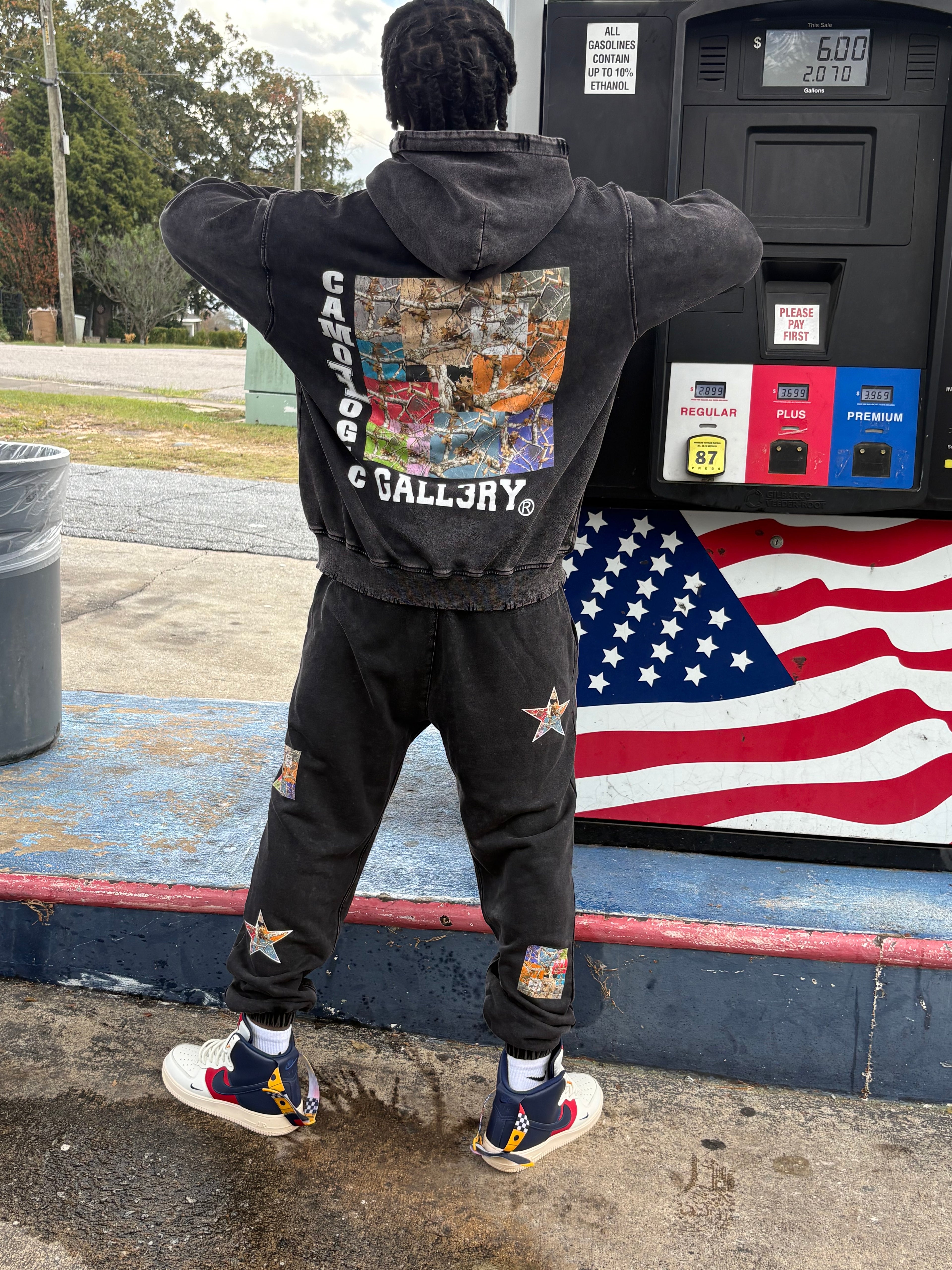 Multi Camoflogic Snow Wash Hand-Frayed Heavyweight  Hoodie