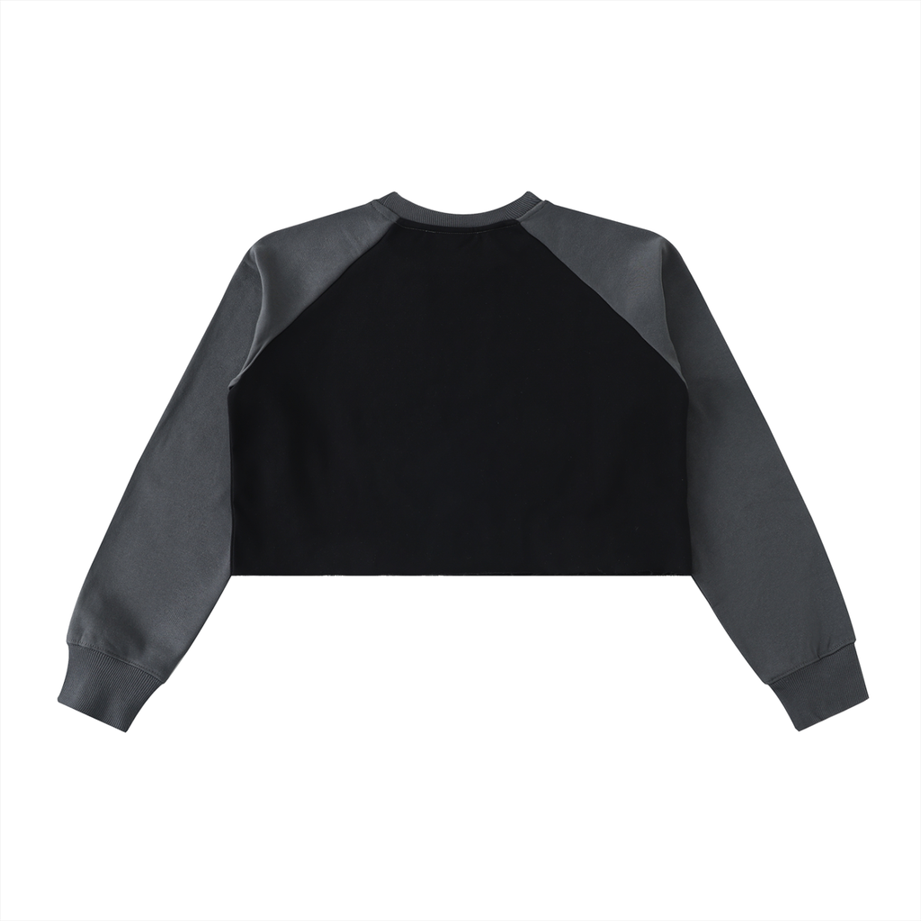 Female Camoflogic Gall3ry Raw-Hem Color-Block Raglan Crop Sweatshirt