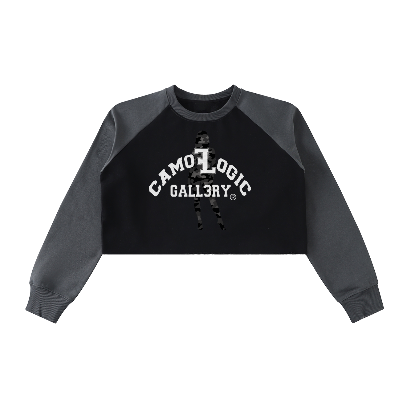 Female Camoflogic Gall3ry Raw-Hem Color-Block Raglan Crop Sweatshirt