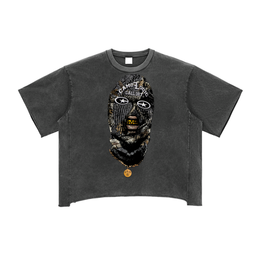 Grey Camoflogic Star Raw Edge Snow Washed Boxy T-Shirt