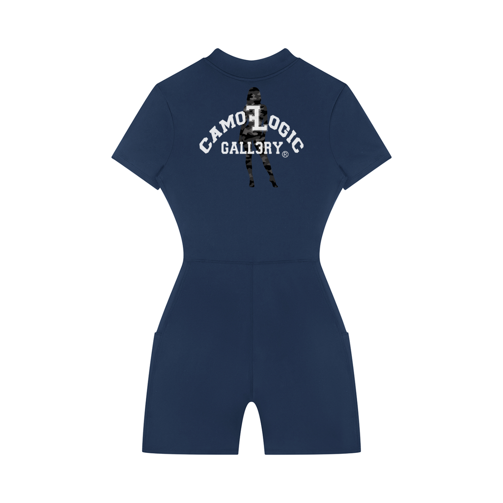 Women's Quarter-Zip Short Sleeve Romper