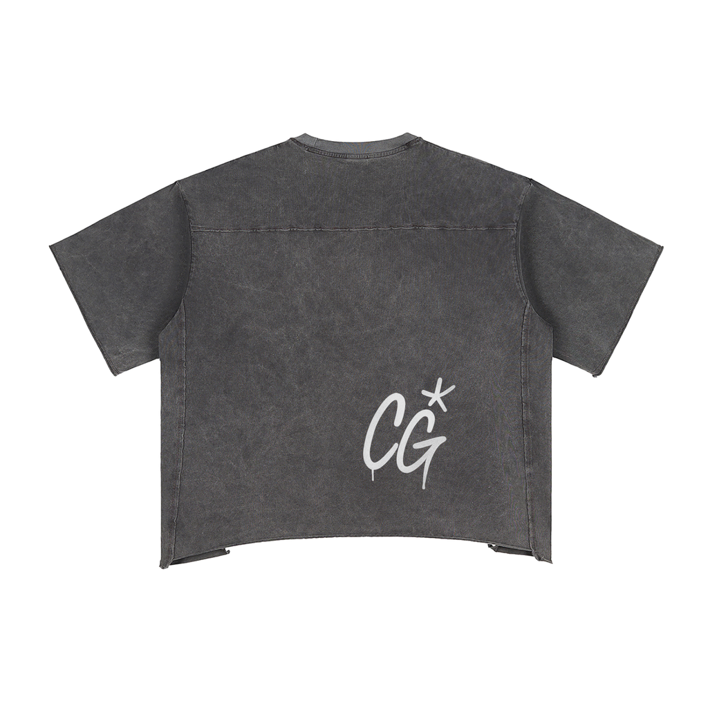 Grey Camoflogic Star Raw Edge Snow Washed Boxy T-Shirt