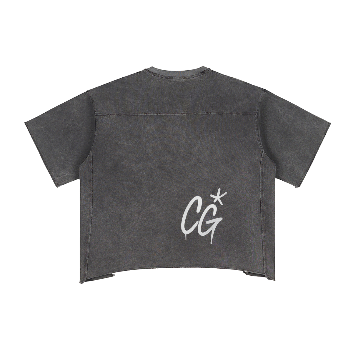 Grey Camoflogic Star Raw Edge Snow Washed Boxy T-Shirt