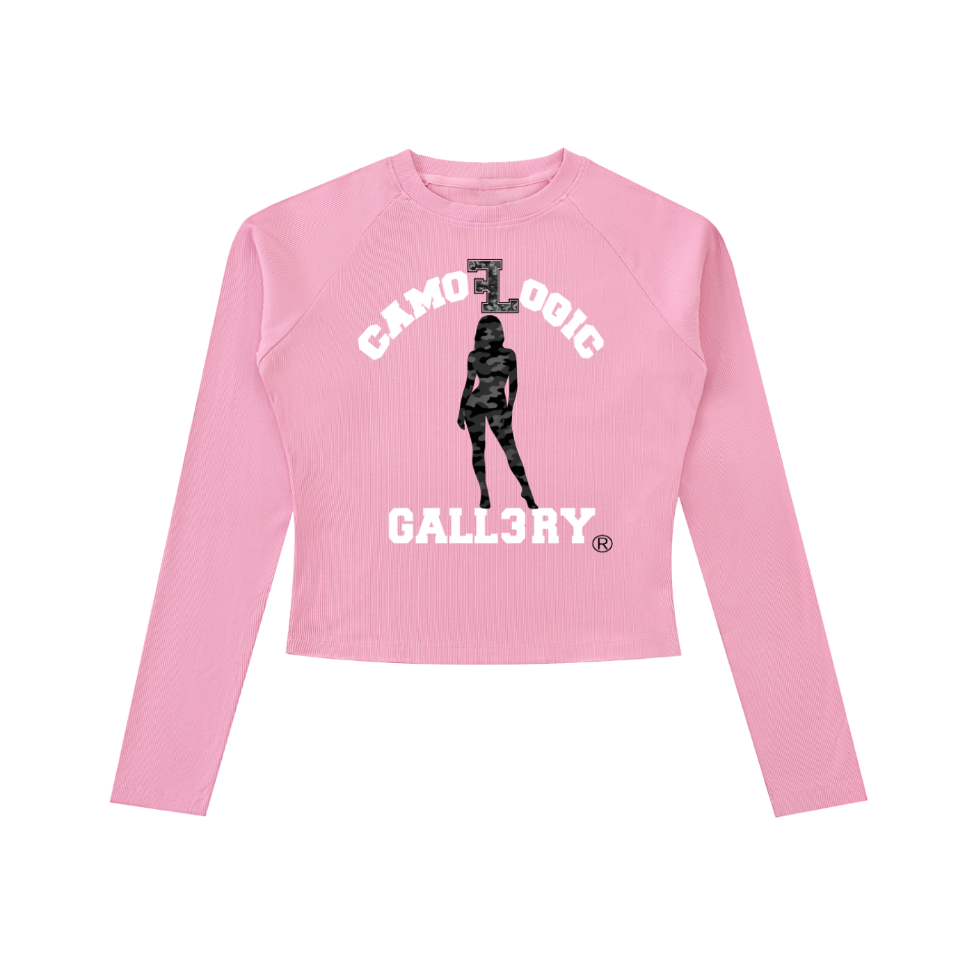 Female Camoflogic Gall3ry Baddie Dyed Washed Raglan Long Sleeve Slim T-Shirt