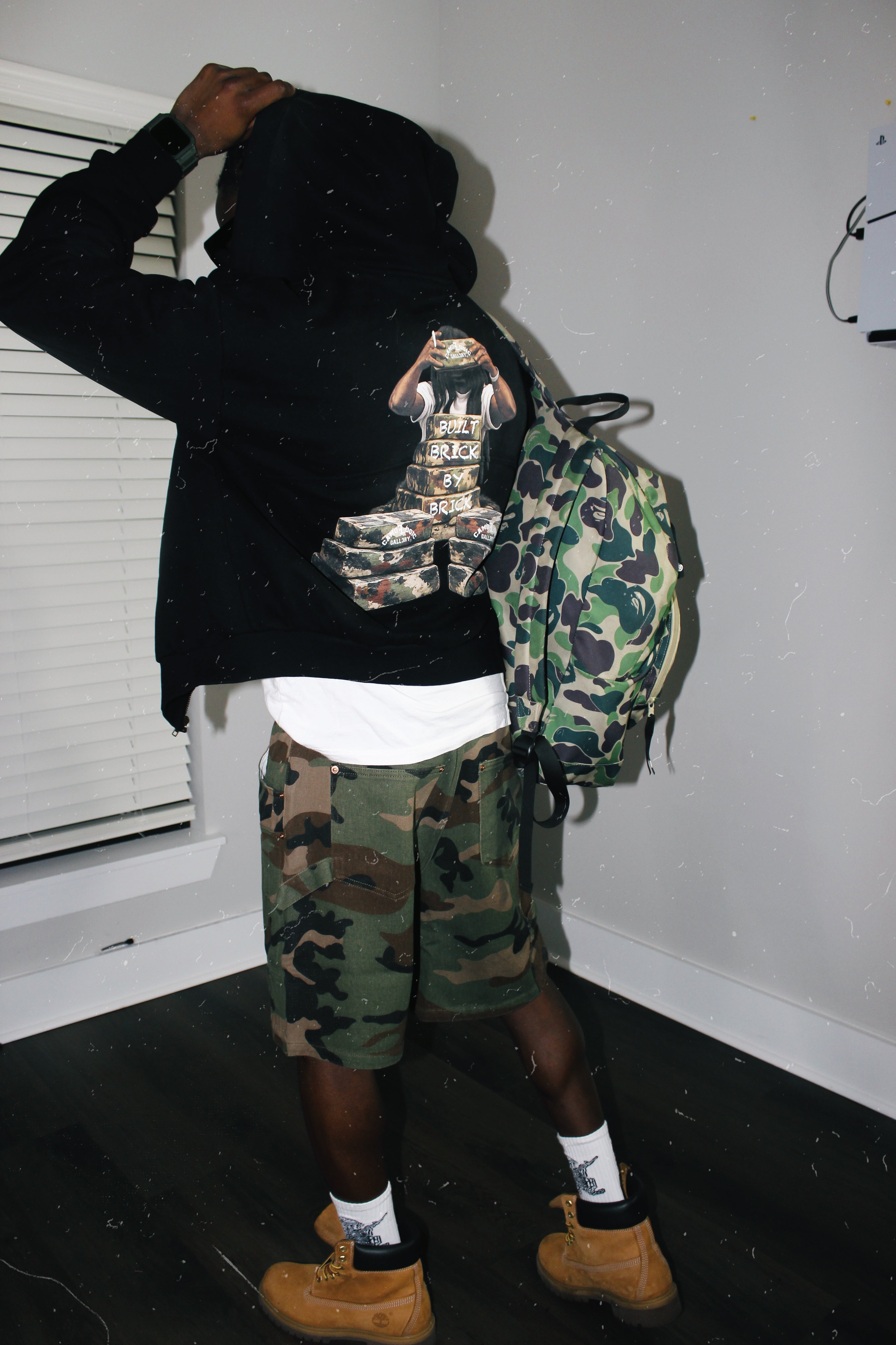 Sun Fade Boxy Detachable Fur Hoodie