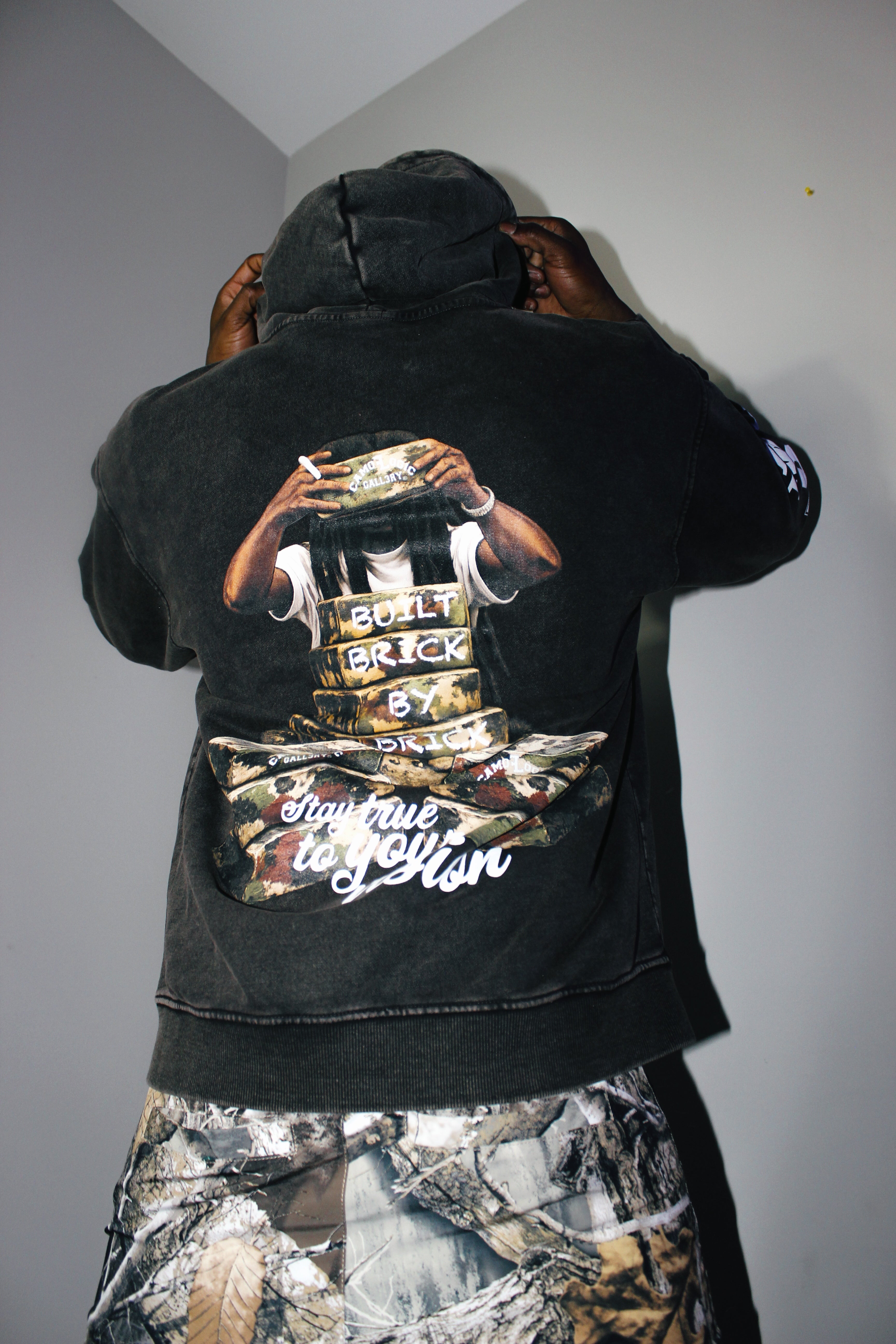 Camo G Snow Washed Loose Cotton Hoodie