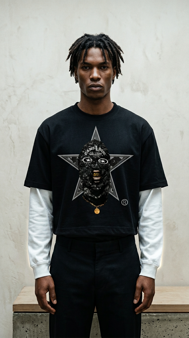 Camoflogic Gall3ry Layered Contrast Sleeve Cotton T-Shirt