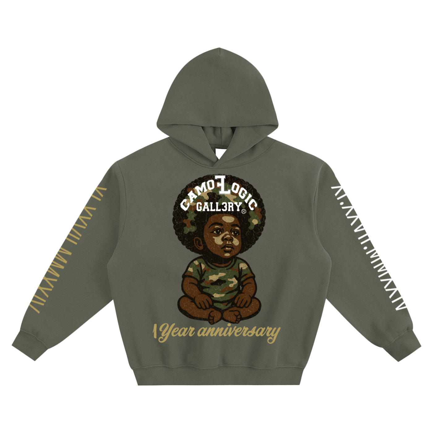 1 year anniversary CAMOFLOGIC baby Fleeced Boxy Hoodie