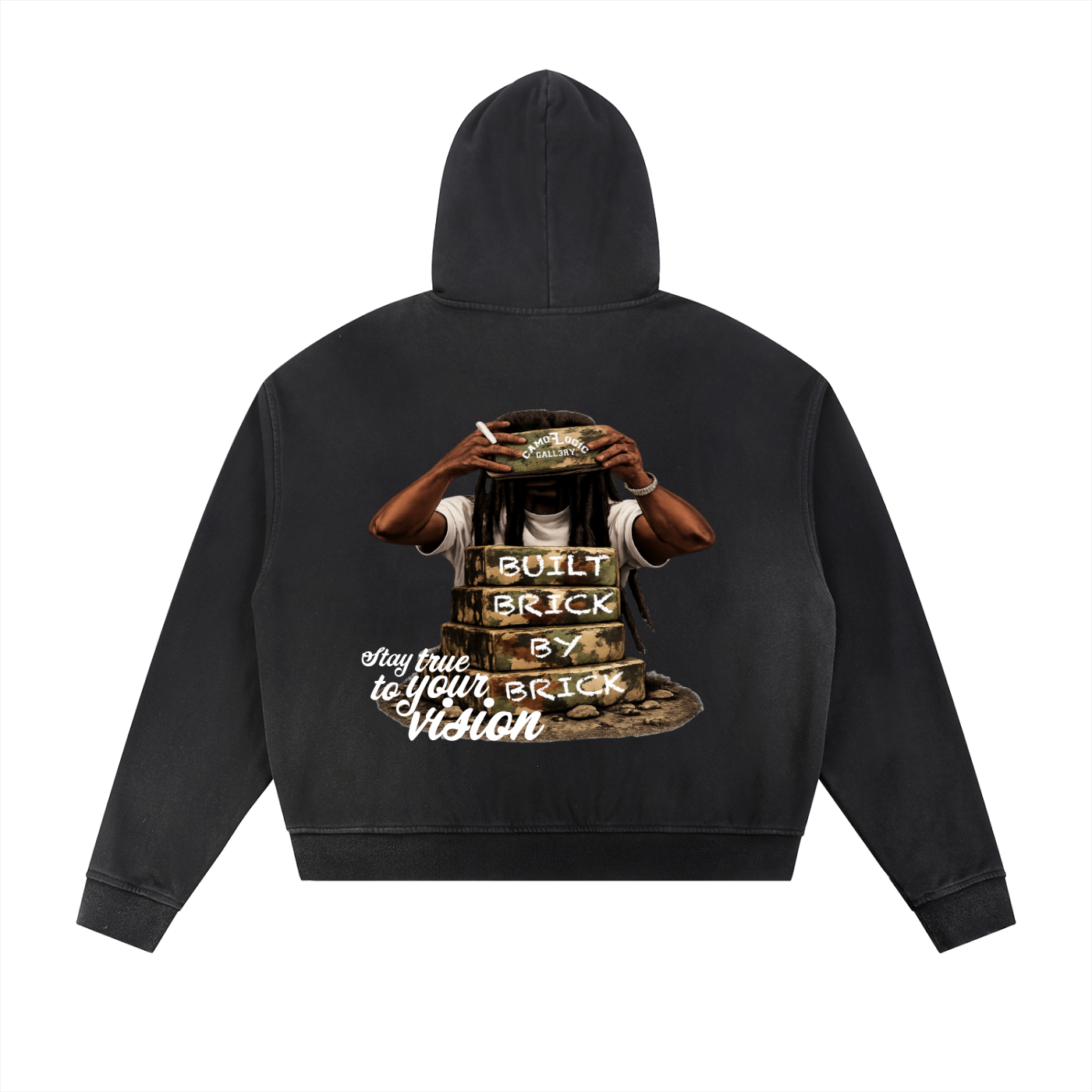 Sun Fade Frayed Raw Edge Fleece Zip Hoodie