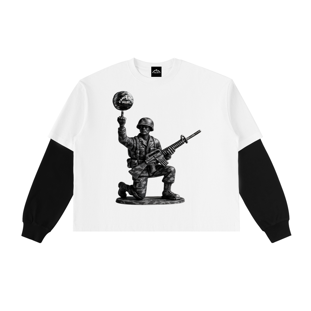 CAMOFLOGIC BALLER Layered Contrast Sleeve Cotton T-Shirt