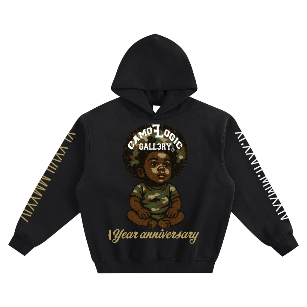 1 year anniversary CAMOFLOGIC baby Fleeced Boxy Hoodie